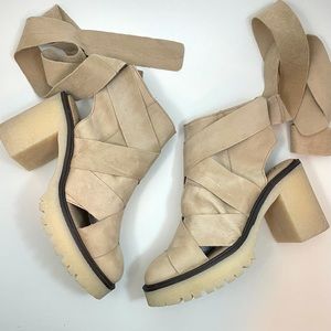 Free People Blake Taupe Strap Platform 37/ 6.5
